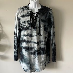 Men ASOS Longline Tie Dye Lace Up shirt